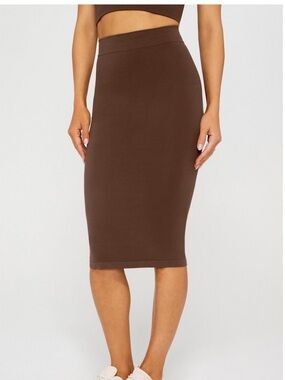 Yitty Smooth As Hell Shaping Midi Skirt Bossed Up Brown XS